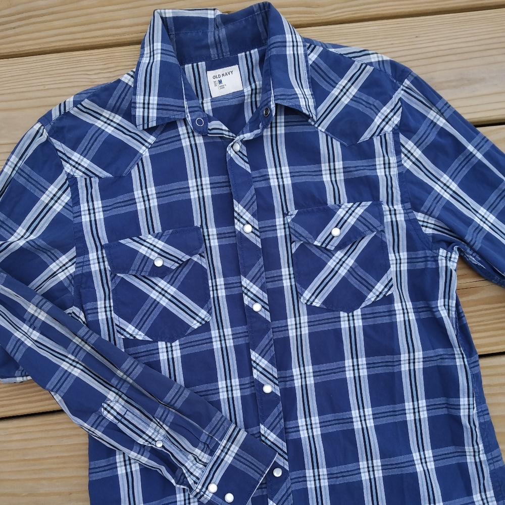Blue Plaid Western Shirt